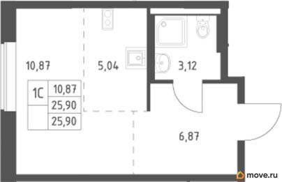 студия, 25.9 м&sup2;