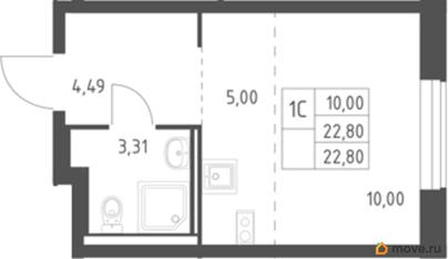 студия, 22.8 м&sup2;