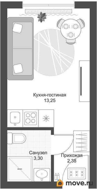 студия, 18.93 м&sup2;