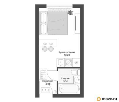 студия, 18.97 м&sup2;