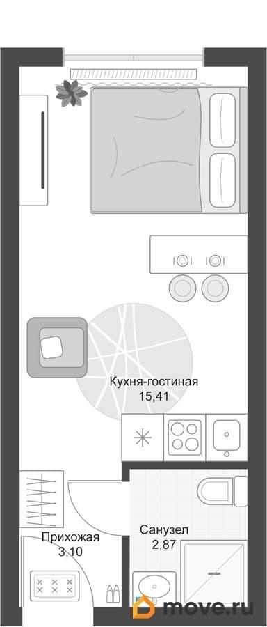 студия, 21.38 м&sup2;