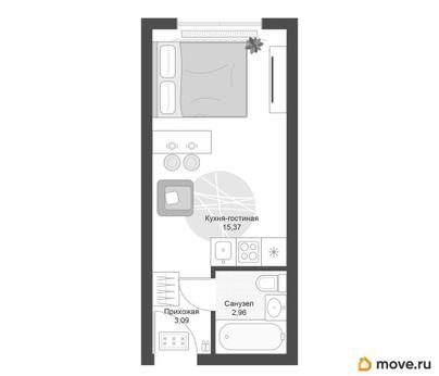 студия, 21.42 м&sup2;