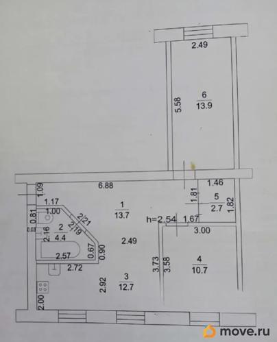 3-комн. квартира, 58 м&sup2;