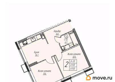 2-комн. квартира, 48.8 м&sup2;
