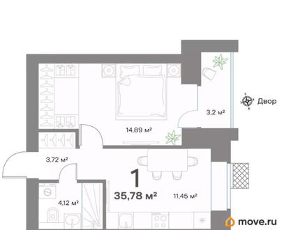 1-комн. квартира, 35.78 м&sup2;