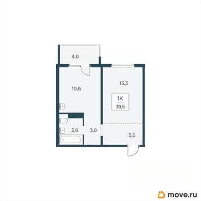 1-комн. квартира, 39.5 м&sup2;