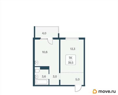 1-комн. квартира, 39.5 м&sup2;