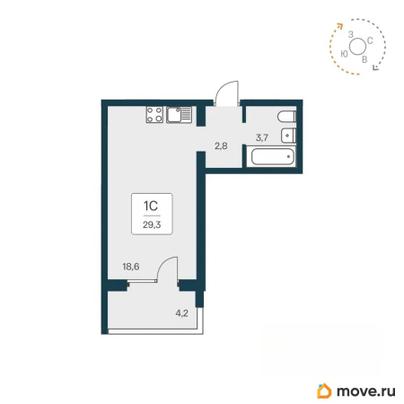 студия, 29.1 м&sup2;