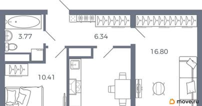 2-комн. квартира, 48.7 м&sup2;