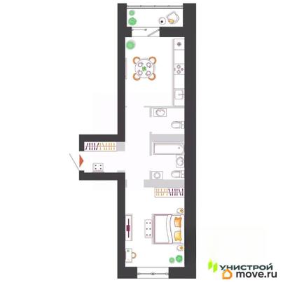 1-комн. квартира, 42.44 м&sup2;