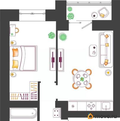 1-комн. квартира, 42.74 м&sup2;