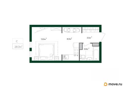 студия, 28.3 м&sup2;