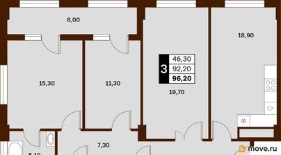 3-комн. квартира, 96.2 м&sup2;