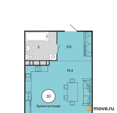 1-комн. квартира, 30.4 м&sup2;