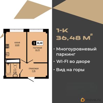 1-комн. квартира, 36.48 м&sup2;