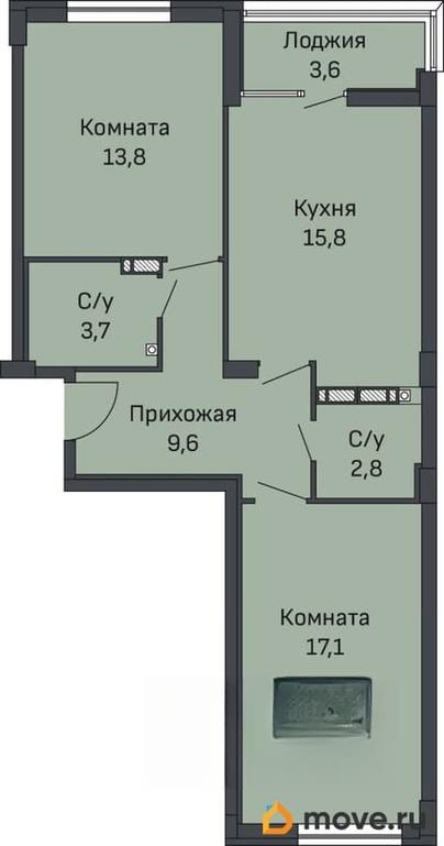 2-комн. квартира, 66.8 м&sup2;