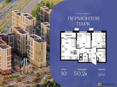 2-комн. квартира, 50.2 м&sup2;