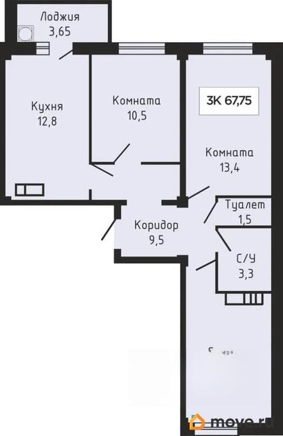 3-комн. квартира, 68.25 м&sup2;