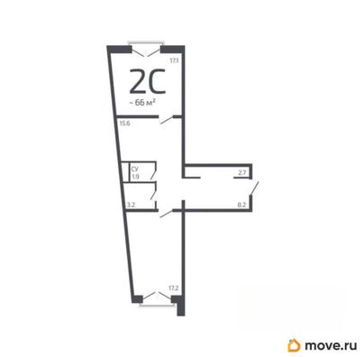 2-комн. квартира, 66.5 м&sup2;