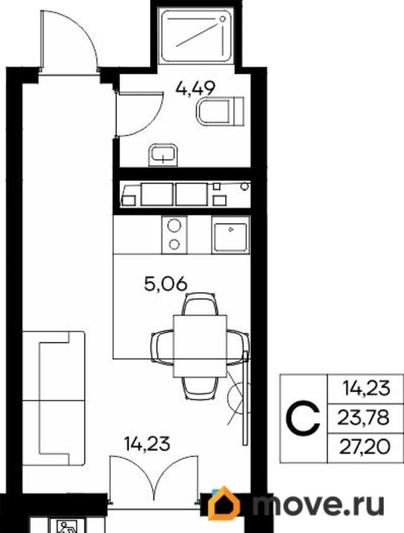 студия, 27.2 м&sup2;