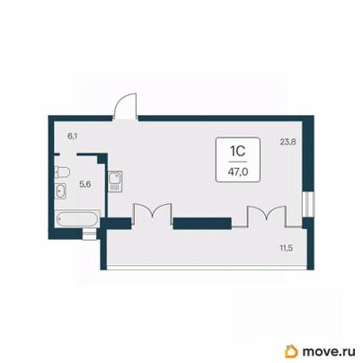 студия, 47 м&sup2;