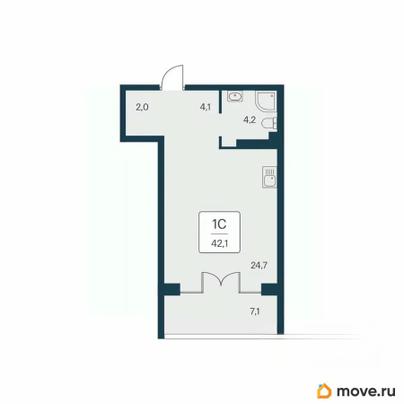 студия, 42.1 м&sup2;