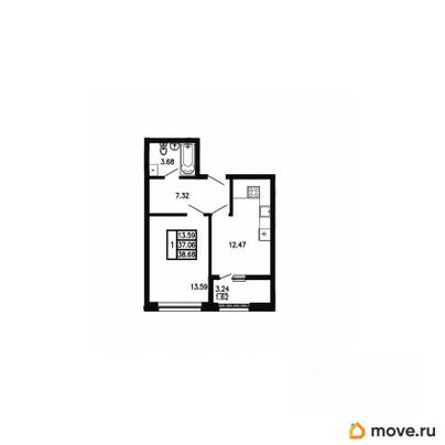 1-комн. квартира, 38.68 м&sup2;