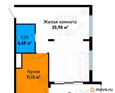 2-комн. квартира, 63.53 м&sup2;