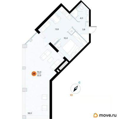 1-комн. апартаменты, 70 м&sup2;