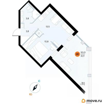 1-комн. апартаменты, 50 м&sup2;