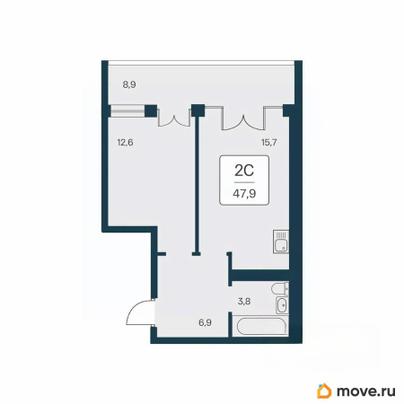 1-комн. квартира, 47.9 м&sup2;