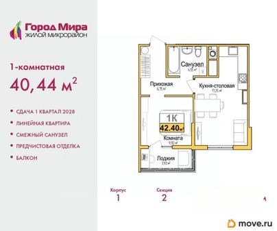 1-комн. квартира, 40.44 м&sup2;