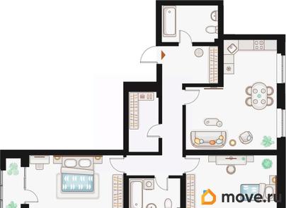 2-комн. квартира, 92.63 м&sup2;
