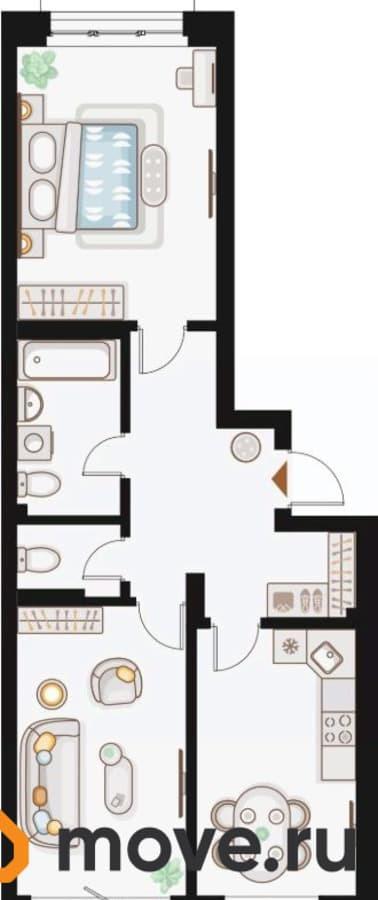 2-комн. квартира, 68.65 м&sup2;