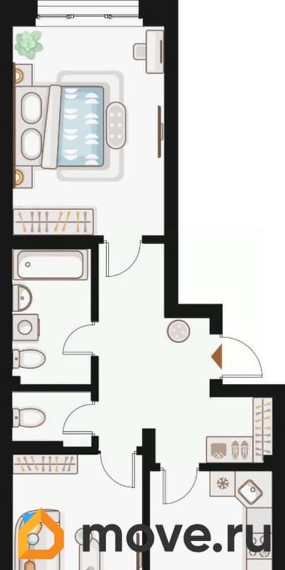2-комн. квартира, 65.76 м&sup2;
