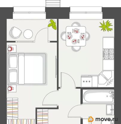 1-комн. квартира, 34.43 м&sup2;