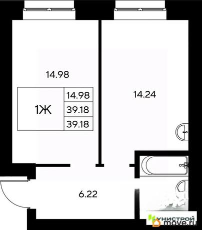 1-комн. квартира, 39.18 м&sup2;