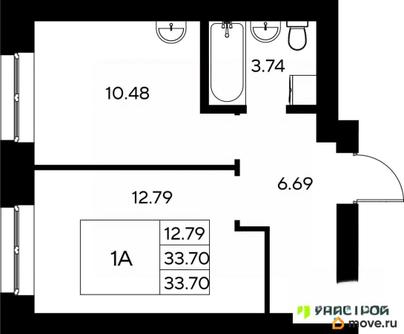 1-комн. квартира, 33.7 м&sup2;