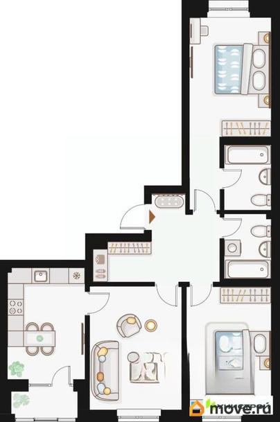 3-комн. квартира, 82.24 м&sup2;