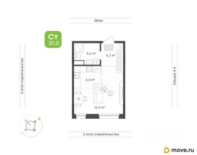 студия, 31 м&sup2;