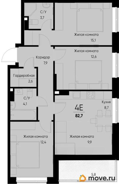 4-комн. квартира, 79.8 м&sup2;