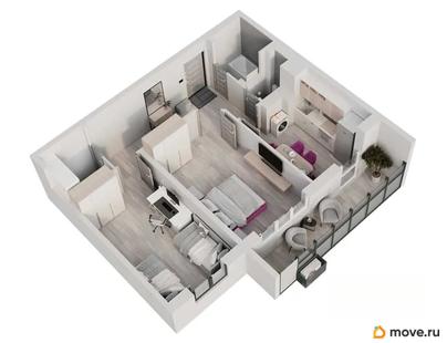 2-комн. квартира, 56.5 м&sup2;
