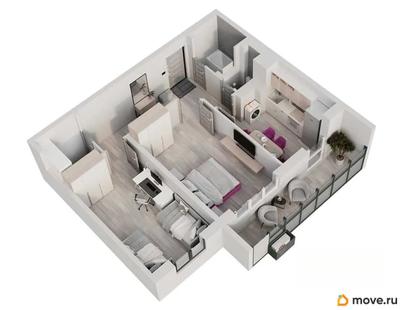 2-комн. квартира, 56.5 м&sup2;