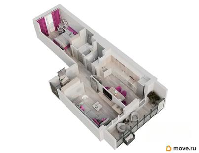 2-комн. квартира, 56.5 м&sup2;