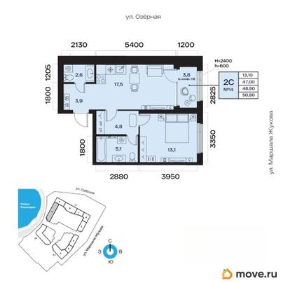 2-комн. квартира, 48.9 м&sup2;