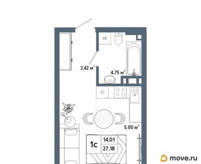 студия, 27.29 м&sup2;