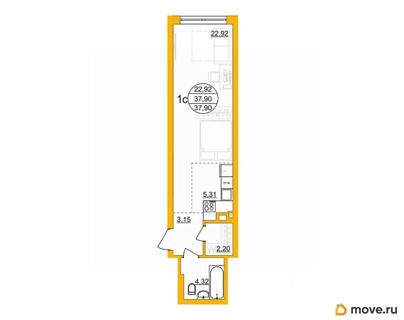 студия, 37.65 м&sup2;
