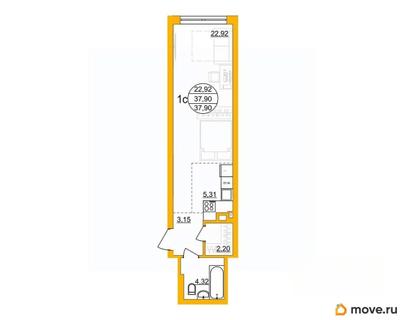 студия, 37.65 м&sup2;