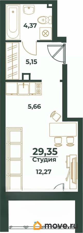 студия, 29.35 м&sup2;