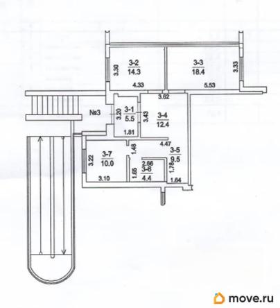 3-комн. квартира, 74.5 м&sup2;